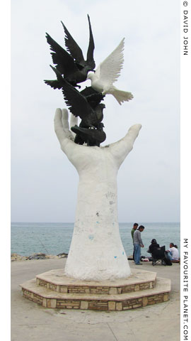 Peace sculpture in Kusadasi harbour, Turkey at My Favourite Planet